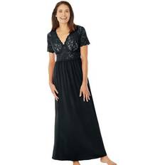 Amoureuse Plus Long Lace Top Stretch Knit Gown Black