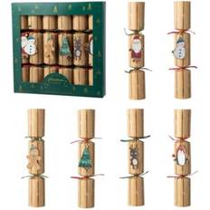 GlitzHome 6PK 2''D X 12.00''H Christmas Kraft Paper Characters Tag Party Cracker with Gift Contents Multi