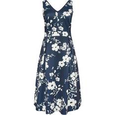 Yours Floral Pleat Occasion Dress Plus Size - Navy