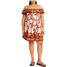 City Chic Plus Tahitian Border Dress Tahitian border