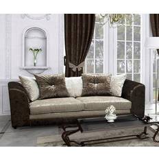 Furniture 786 Bella Crushed Velvet Brown/Mink Sofa 190cm 3 Seater