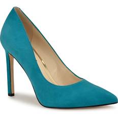 Turquoise - Women Heels & Pumps Nine West Women's Tatiana Stiletto Pointy Toe Dress Pumps Teal Suede