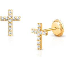 Tiny Blessings Tiny Blessings Children's 14K Gold Miraculous Cross Studs Girls' Screw Back Earrings 14k yellow gold