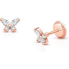 Tiny Blessings Tiny Blessings Children's 14K Gold Tiny Marquise Butterfly Studs Girls' Screw Back Earrings 14k rose gold