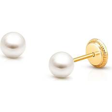 Tiny Blessings Tiny Blessings Children's 14K Gold 4mm Pearl Studs Girls' Screw Back Earrings 14k yellow gold