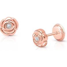 Tiny Blessings Tiny Blessings Children's 14K Gold Blushing Rose Studs Girls' Screw Back Earrings 14k rose gold