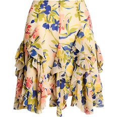 Polo Ralph Lauren Polyester Skirts Polo Ralph Lauren Floral Ruffle Trim Georgette Skirt - Cream/Blue Multi