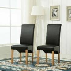 MCC Direct Set of 2 Roll Top Scroll High Back home restaurants BLACK Kitchen Chair