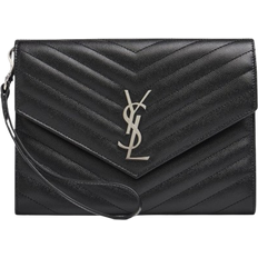 Saint Laurent Monogram Textured Leather Pouch - Black