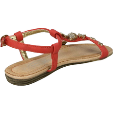 Spot On Kid's Casual T-bar Sandals with Skull and Cross Detail - Coral Pink