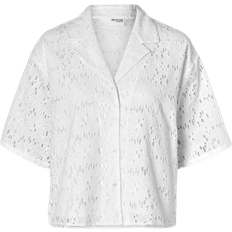 Selected Broderie Anglaise Short Sleeved Shirt - Snow White