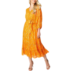 Wallis Metallic Ruffle Tiered Midi Dress - Orange