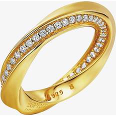 Esprit Gold Plated Silver Cubic Zirconia Twisted Ring ELRG91962B180