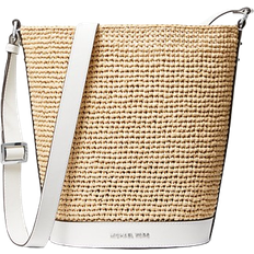 Silver Bucket Bags Michael Kors Townsend Medium Straw Bucket Messenger - Nat/Opticwhth