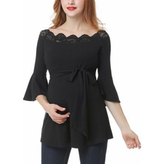 Kimi + Kai Maternity Arya Off-the-Shoulder Top Black