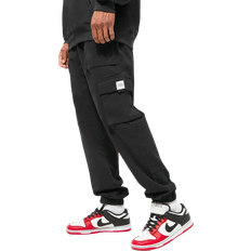 Black - Men Trousers & Shorts boohooMAN Elasticated Waist Slim Fit Buckle Cargo Trouser - Black