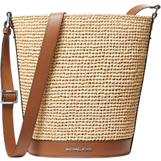 Michael Kors Townsend Medium Straw Bucket Messenger - Natural/Luggage