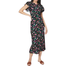 Dorothy Perkins Floral Print Ruffle Sleeve Empire Midi Dress - Black