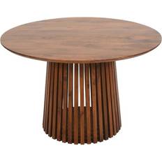 Buttercup Farm Slatted Round Brown Gloss/Warm Walnut Dining Table 120cm