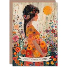 ARTERY8 Greeting Card Pregnant Woman Flowers Congratulations Mum to Be