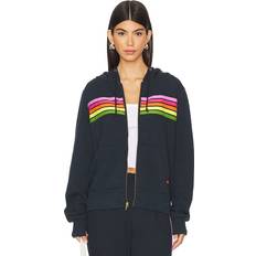 Aviator Nation Stripe Zip Up Hoodie in Charcoal. L, S, XL, XS