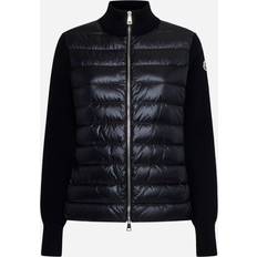 Moncler M Coats Moncler Wool and padded nylon cardigan black