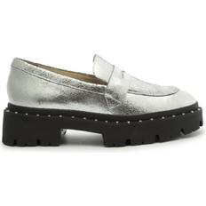 Schutz Christie Slip-On Studded Loafers Silver