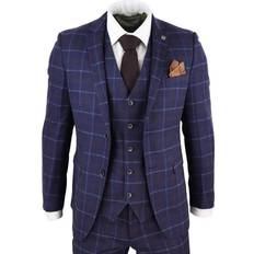 Paul Andrew Kenneth Tweed Check Suit 3-Piece - Blue