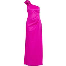 Gina Bacconi Agatha 3D Flower Detailed One Shoulder Maxi Dress - Fuchsia