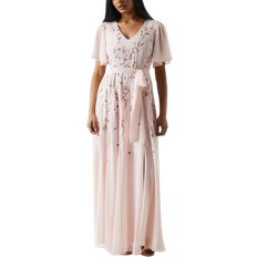 Coast Petite Premium Floral Embroidered Bridesmaids Maxi Dress - Blush