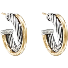 David Yurman Crossover Hoop Earrings - Silver/Gold