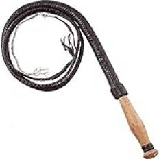 Tough-1 Swivel Handle Hand-Braided Bull Whip, Black, ft