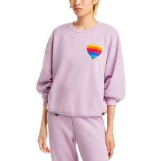 Aviator Nation Rainbow Heart Stitch Crewneck Sweatshirt in Pink. L, S, XL, XS