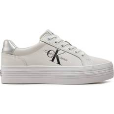 Calvin Klein Women Trainers Calvin Klein Leather Platform Trainers W - Bright White/Silver