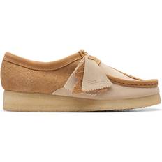 Beige - Women Moccasins Clarks Wallabee W - Mid Tan Combi