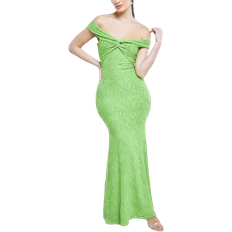 Goddiva Front Knot Twist Maxi Dress - Lime Green