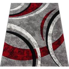 Paco Home Modern Abstract Design Silver, Grey, Red 80x300cm