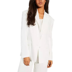 Misspap Linen Look Oversized Tailored Blazer - White