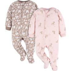 Gerber Baby Girls' Flame Resistant Fleece Footed Pajamas 2-Pack, Pink