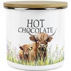 Home Chocolate, 600ml Highland Cow & Calf Tea Sugar Country Farm Kitchen Container