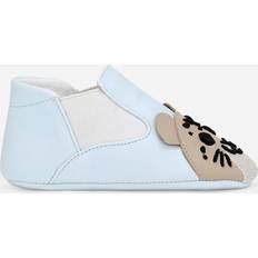 Dolce & Gabbana Lambskin Low-top Sneakers With Leopard Detail Man Collection Light Blue