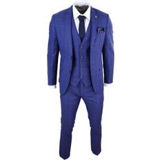 Paul Andrew Men's Check Vintage Retro Suit 3-Piece - Royal Blue