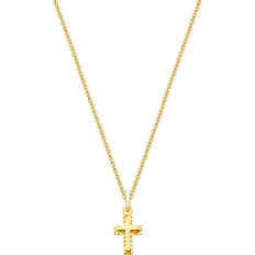 Tiny Blessings Beautifully Beveled Cross Necklace - Gold