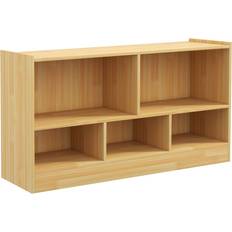 Costway 2-Tier Wooden Bookcase with 5 Compartments for Playroom Study