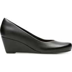 Clarks Flores Tulip Wedge - Black Leather