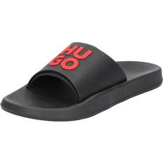 Hugo Slides with logo-branded straps Black