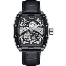 Reign Olympia Automatic Semi-Skeleton Leather-Band Black One Size