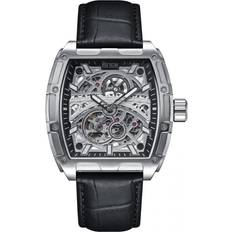 Reign Olympia Automatic Semi-Skeleton Leather-Band Silver One Size