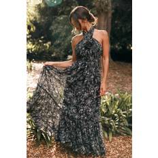 Petal & Pup Petal and Pup Women's Lennon Halterneck Maxi Dress Black floral