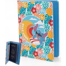 Credit Card Slots Passport Covers Disney Lilo and Stitch Passport Holder- Cute Travel Wallet for Fans, Officially Licensed - Blue, yellow